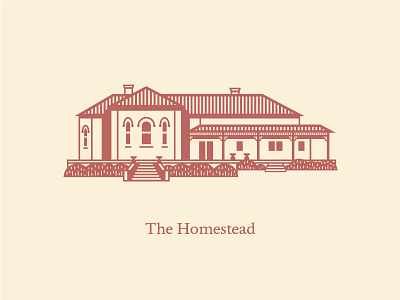 Big Springs Homestead - Illustration architecture buildings design engraving flat garden home house icon illustration lineart stairs typography vector vintage windows