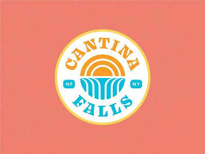 Cantina Falls - Badge Logo abstract badge branding falls geometric icon illustration logo mexican niagara restaurant sun taco tex mex texmex type typography vector waterfall waterfalls