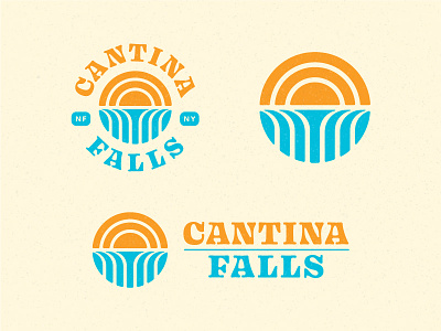 Cantina Falls - Logo Suite abstract badge branding falls geometric icon illustration logo mexican restaurant niagara sun taco tex mex texmex type typography vector waterfall waterfalls