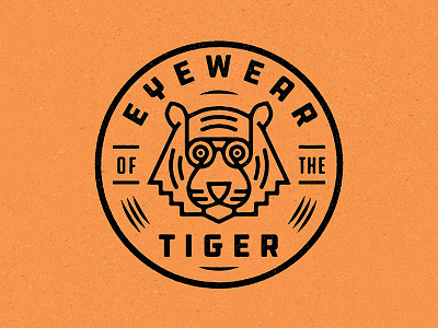 Eyewear of the Tiger badge badge logo branding crest emblem enclosure eye eyes eyewear flat geometric glasses logo monoline texture tiger tiger logo tigers type vector