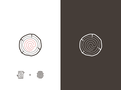 Tree Trunk + Fingerprint Concept branding design illustration logo