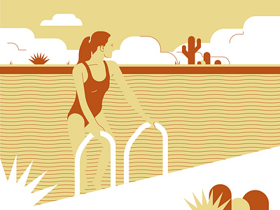Swimmingpool 2d adobe character desert digital flat illustration minimal sketch swimming swimmingpool vector