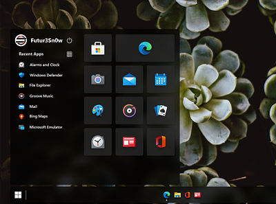 MicrosoftOS Start Menu & Start Bar Concept // Dark Mode design fluent fluent design start menu ui ux windows