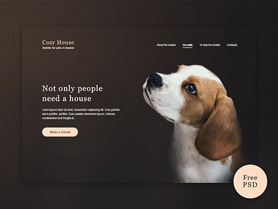 Shelter 2018 animals free freebie pet psd shelter template ui ux web