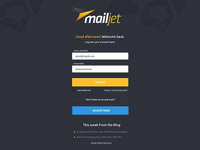 New Mailjet login page