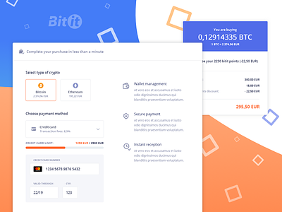 Bitit Purchase & Checkout funnel bitcoin checkout crypto cryptocurrency ethereum purchase ui user experience ux