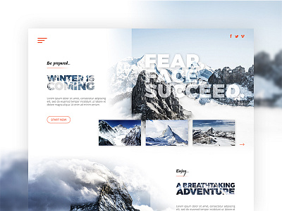 Landing Page : Fear the mountain adventure design design trends inspiration landing page mountain snow ui ui trends winter