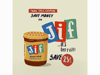 Peanut Butter Coupon (Day 3/100) digitalillustration illustration peanutbutter procreate procreate art the100dayproject vintagead