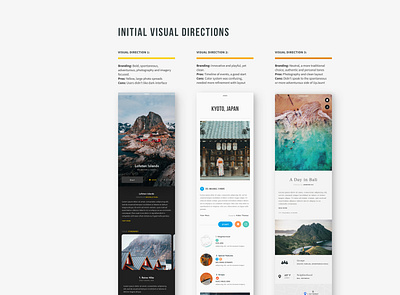 Visual Design - Initial Explorations travel ui ui
