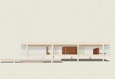 Farnsworth house digital art illustration