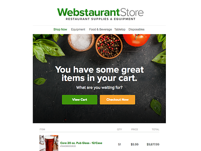 Abandoned Cart Email Template cart email email templates html webstaurantstore