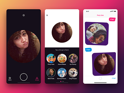 FTW — Group Chat App camera chat chat app group chat ios app selfie snap snapchat uidesign ux design