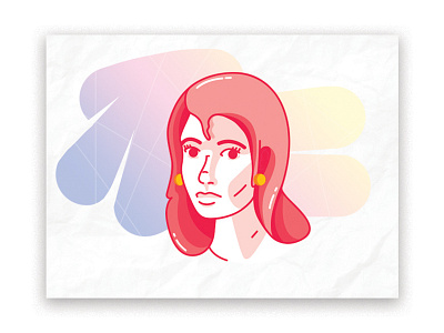 Portrait character colors face flat girl gradient illustration illustrator monochrome outline portrait study