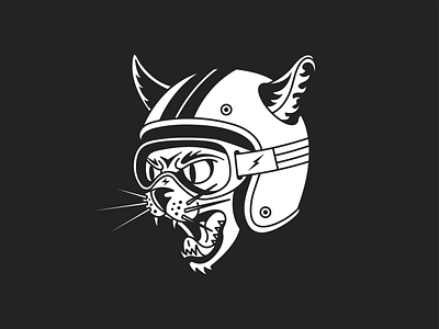 Safety Cat animal animals black and white cat goggles helmet illustration linework monochrome motorcycle shirt traditional
