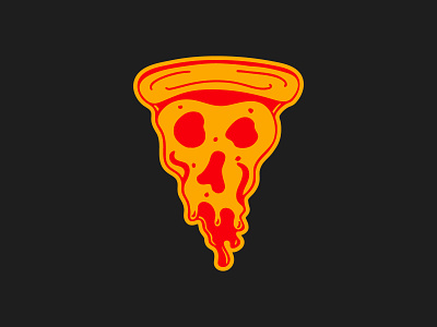 Pizza Face drip food hand drawn icon illustration pink pizza shirt skull sticker vector