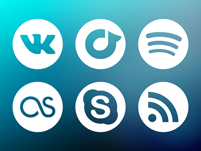 New Social Icons (September 2013) icon set icons last.fm rdio rss sketch skype social spotify vector vk
