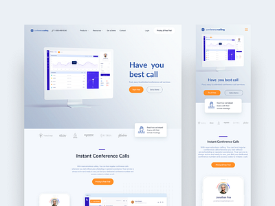 Conferencecalling branding design landing page minimal minimalism