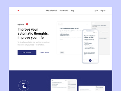 Remind app branding design landing page minimal minimalism mobile app