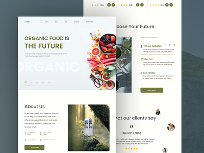 Organic food web site branding design landing page minimal minimalism