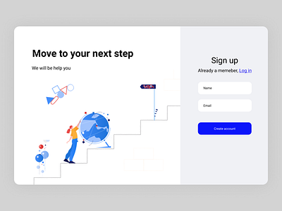 Sign up page branding design flat ui ux vector web