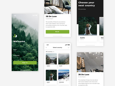 Mobile App | JB app brand branding glamping identity interface mobile mobile app nature travel ui ui design