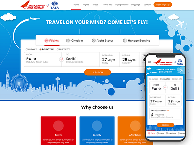 Air India Flight Ticket Booking Website.