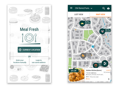 Restaurant app current delivery foodie gps tracker hotels kitchen location login map meal