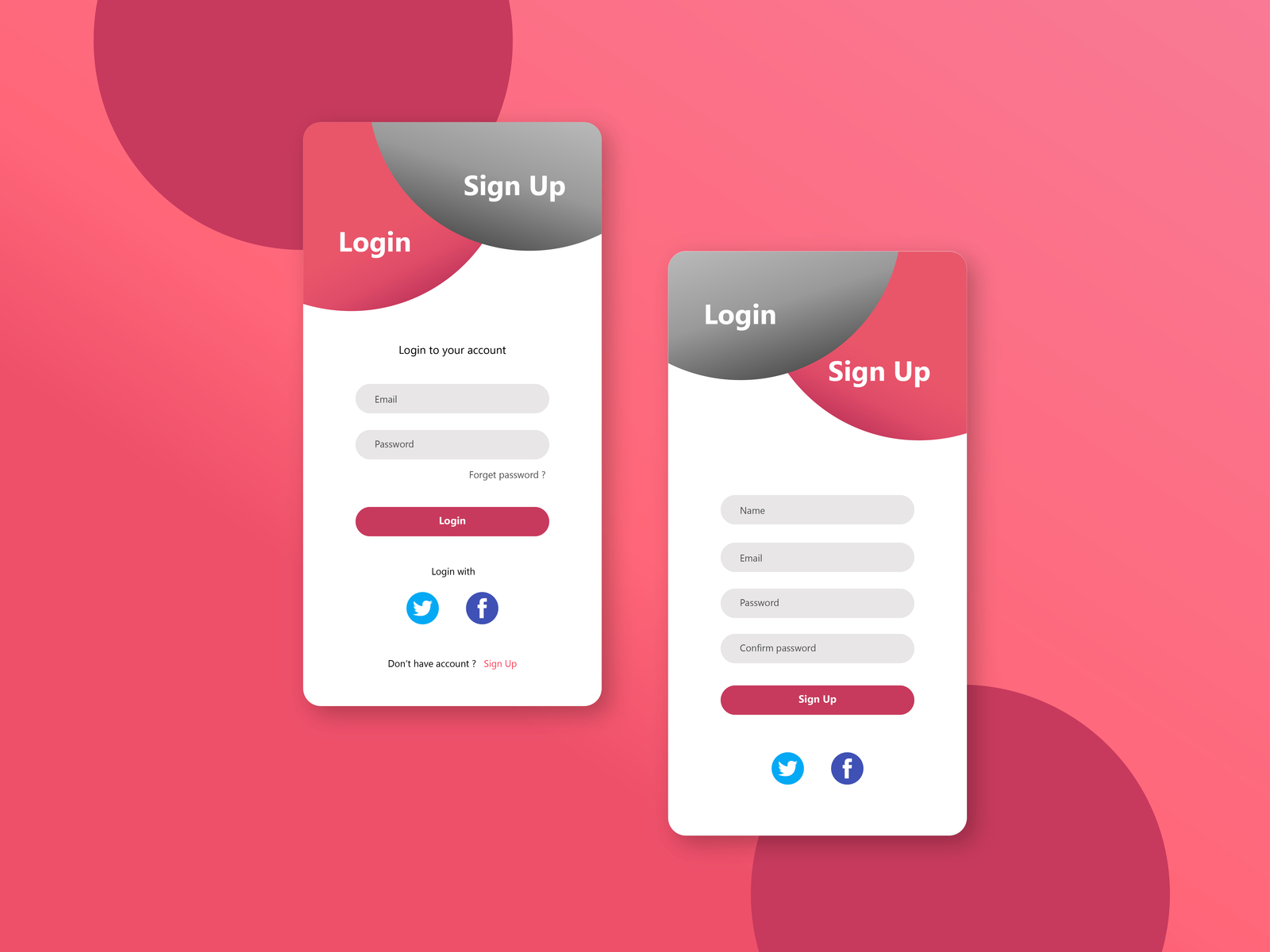 Concept login and sign up UI mobile by Muhammad meison on Dribbble