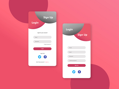 Concept login and sign up UI mobile app design illustration mobile ui ux