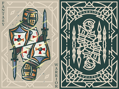 Fantasy warrior《Crusader Sword shield》 fantasy warrior game card illustration middle ages 弟仔