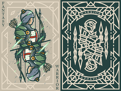 Fantasy warrior《Crusader Longbowmen》 fantasy warrior game card illustration middle ages 弟仔