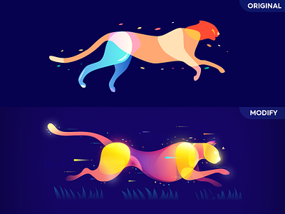 Redesign--Running cheetah dark space illustration redesign 弟仔 插图