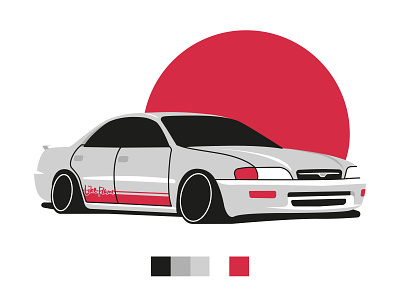 Toyota Corona Exiv automotive car corona drift flat illest illustration jdm stance toyota vector