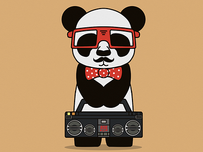 Panda hipster music mustache panda