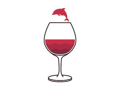 Wine dolphin dope glass illest illustration ink sea wine wineglass