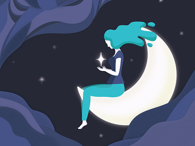 Moon girl design girl illustration moon vector