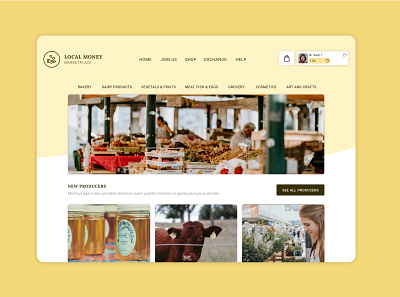 Local marketplace with local money dailyui dailyuichallenge flat ui