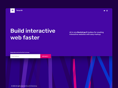 Landing page bootstrap css design flat form html interactive landing landing page minimal svg torus kit ui