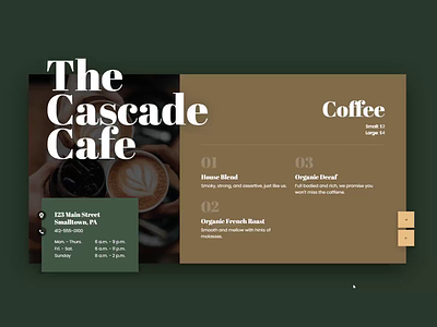 Cafe menu - CodePen challenge animation bootstrap cafe coffee css design html interaction interactions torus kit ui