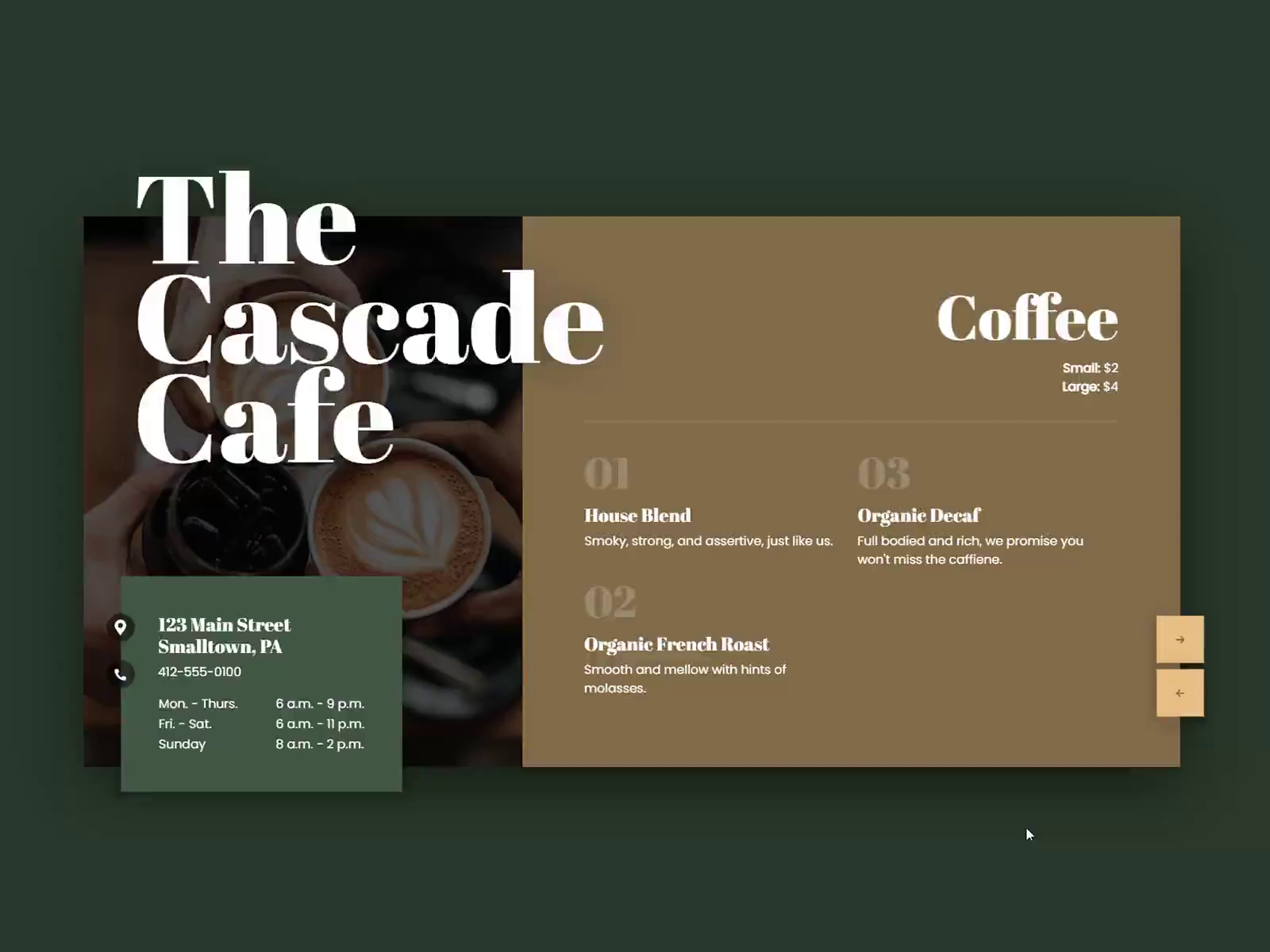 Cafe menu CodePen challenge by Torus Kit on Dribbble