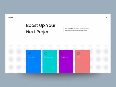 Revealing Sequence animation blocks bootstrap css design dots exploration flat html interaction landing minimal pattern reveal torus kit