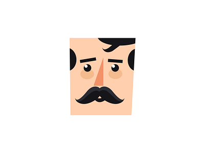 Squared pal face head illustration man mustache square
