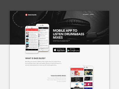 Bass Blog for Mobile | Landing Page android app design dnb drum and bass iphone landing page web-design
