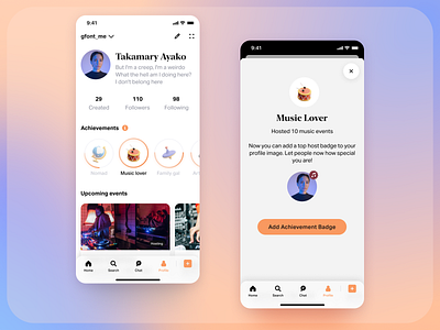 Networking App – Profile app app ui design mobile mobile app mobile ui ui uiux