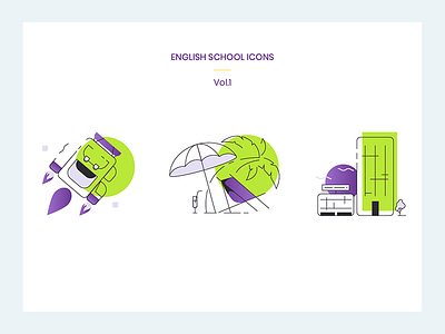 English shcool icons exploration icons line school study