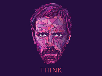 Think - House drawing house hughlaurie illustration lowpoly pink portrait purple think