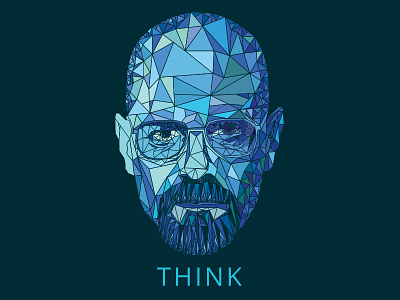 Think - Mr. White blue brakingbad drawing illustration lowpoly portrait think triangle