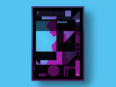 Darker - poster design circle composition duo tone layout poster profile simple square triangle woman