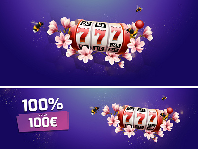 Spring Offer banner bees casino design flowers igaming illustraion photomanipulation spring