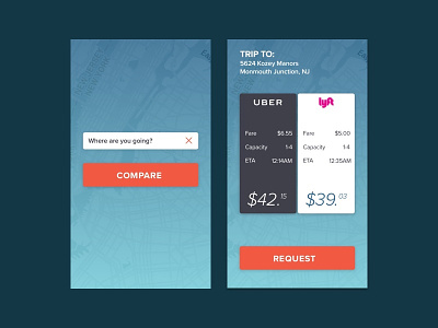 Ride Share Compare invision ios lyft protoype ride share sketch uber ui